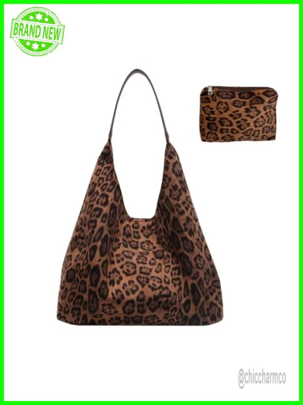 Faux Suede Leopard Print Hobo Tote Bag Large Capacity Satchel